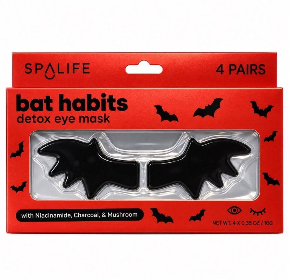 SPALIFE Bat Habits Detox Eye Mask 4 Pairs Niacinamide Charcoal Mushroom  👻🎃